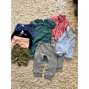 Baby Cat & Jack Boys' 12 Months Shorts & Romper bundle in Blue, Red, Green